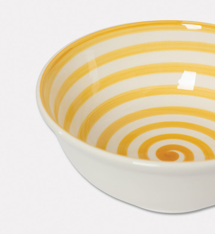 Easy Life Hand-painted Round Ceramic Bowl, Yellow, Packshot View