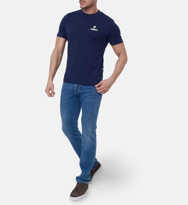 Jacob Cohen Embroidered Crewneck T-shirt, Dark-blue, Xl, Model View