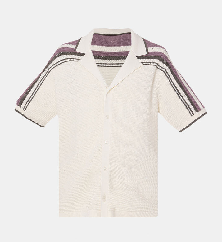 Stripe-pattern Short-sleeve Shirt