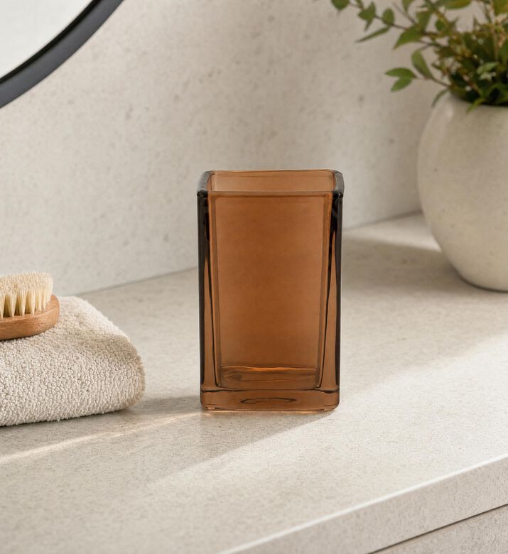Andrea House Marrom Glass Toothbrush Holder, Model View