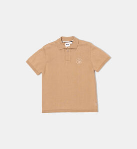 قميص بولو بأكمام قصيرة مخططة وأساور مضلع