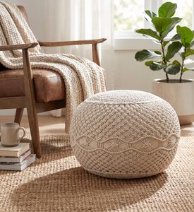 Home Deco and More Flufa Natural Cotton Pouf, Packshot View