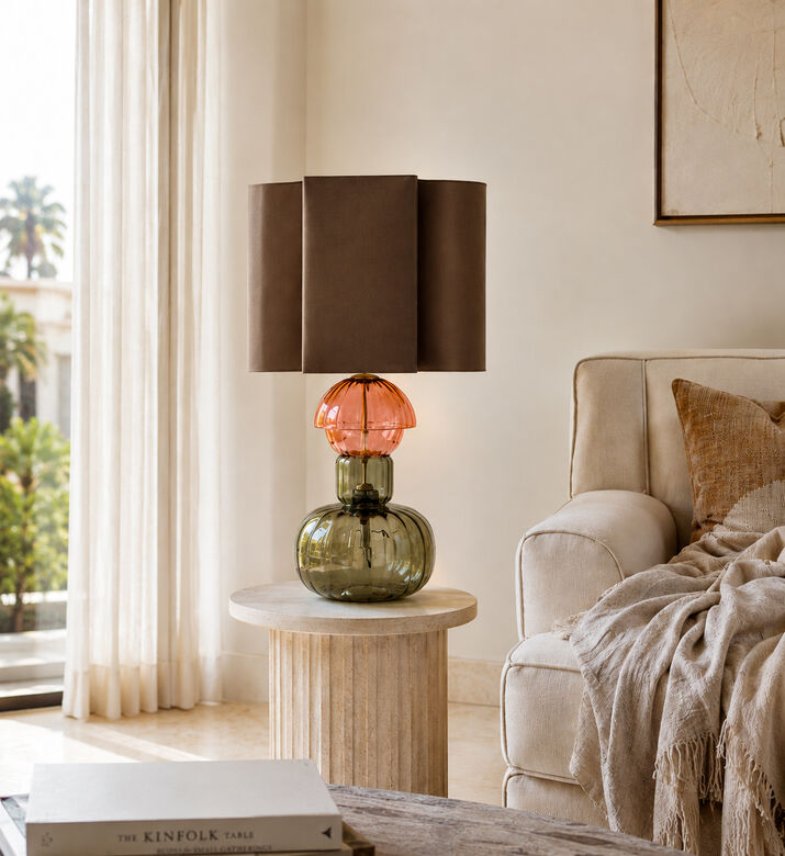 Versmissen Glass Round Base Table Lamp, Multicolor, Packshot View