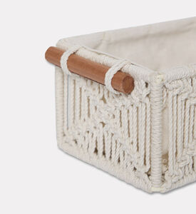 Home Deco and More Natural Cotton Tote Basket, White, S, Packshot View