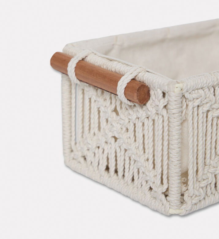 Home Deco and More Natural Cotton Tote Basket, White, S, Packshot View