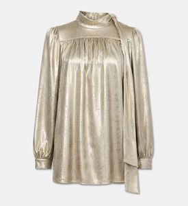Poca and Poca Metallic Long-sleeve High-neck Blouse, Packshot View