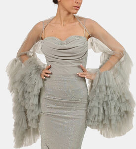 Shimmered Ruffled Cape Maxi Gown Shimmered Ruffled Cape Maxi Gown