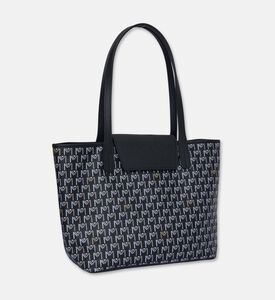 Maya.M All-over Monogram Medium Flap Tote Bag, Black, Packshot View