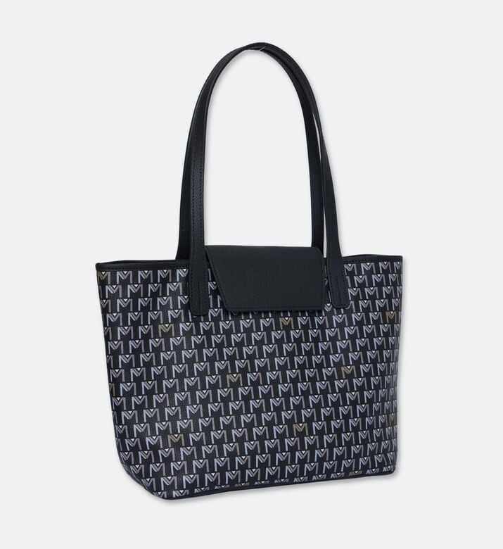 Maya.M All-over Monogram Medium Flap Tote Bag, Black, Packshot View