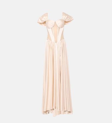 Ruffle Structured Bodice Maxi Gown