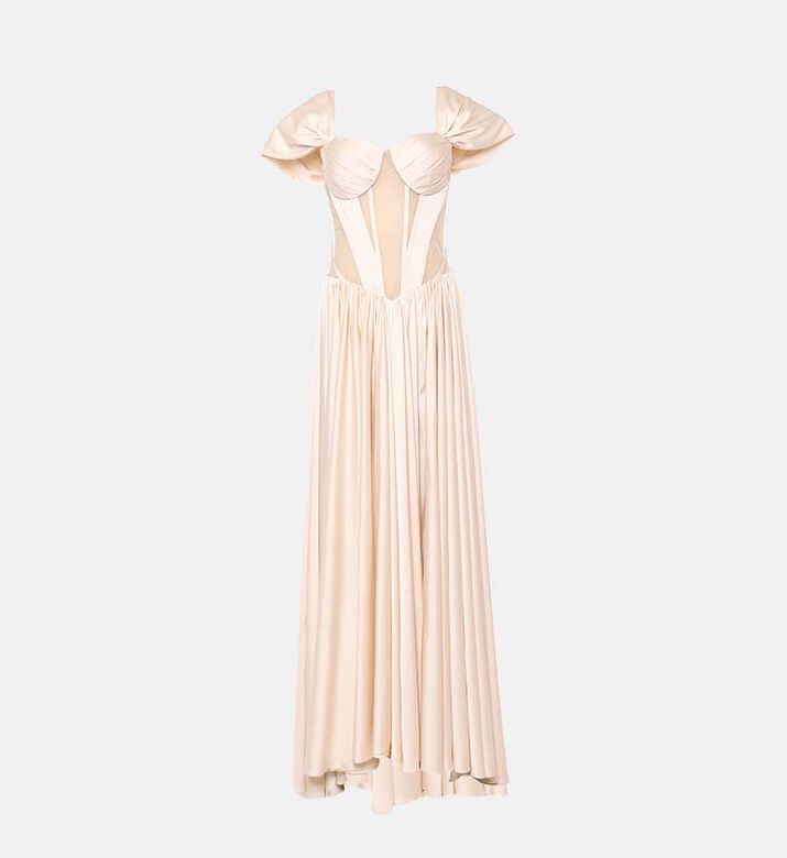 Ruffle Structured Bodice Maxi Gown