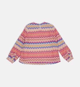 بلوزة طويلة الأكمام محبوكة بطبعة على كاملها