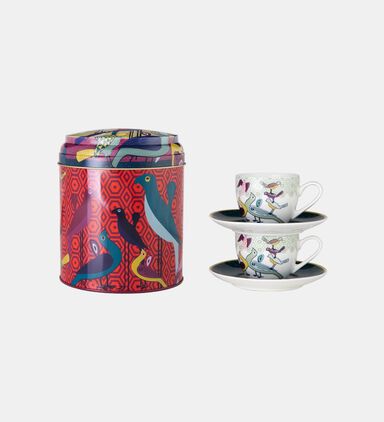 Birds Of Paradise Saucer Cups Tin Box