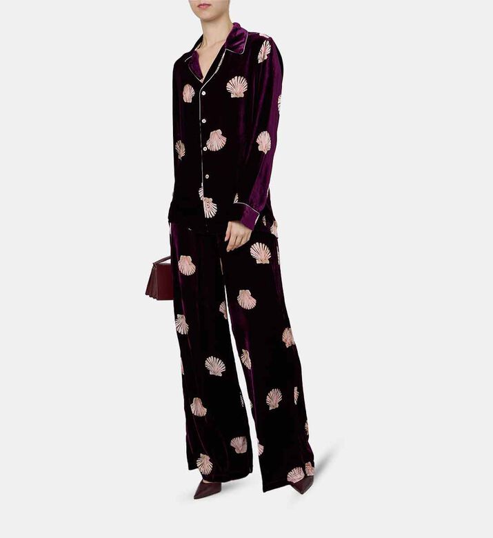 Pearl Printed Velvet Pants