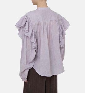 قميص طويل الأكمام بكشكشة