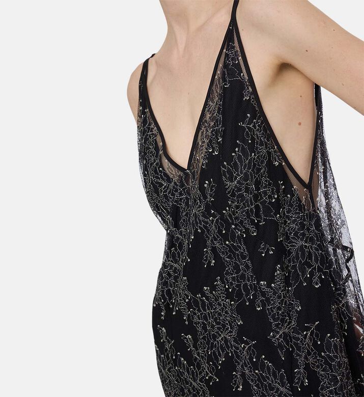 Floral-embroidery Sleeveless Dress