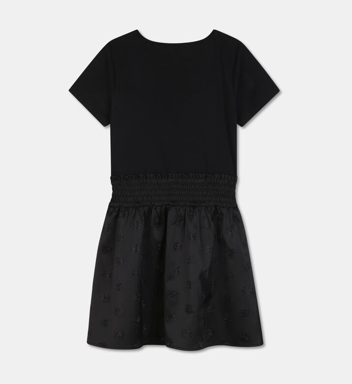 Karl Lagerfeld Logo Smocked-waist Short-sleeve Dress, Packshot View