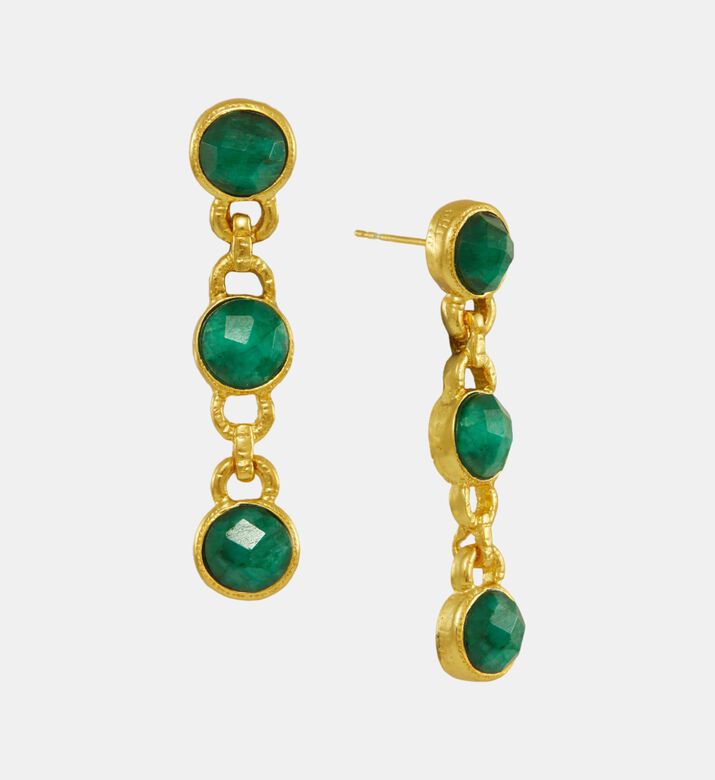 Ottoman Hands Ela Triple Emerald Drop Earrings, Packshot View