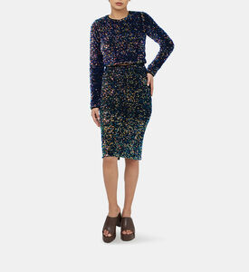 بلوزة قصيرة مخملية مطرزة بأكمام طويلة