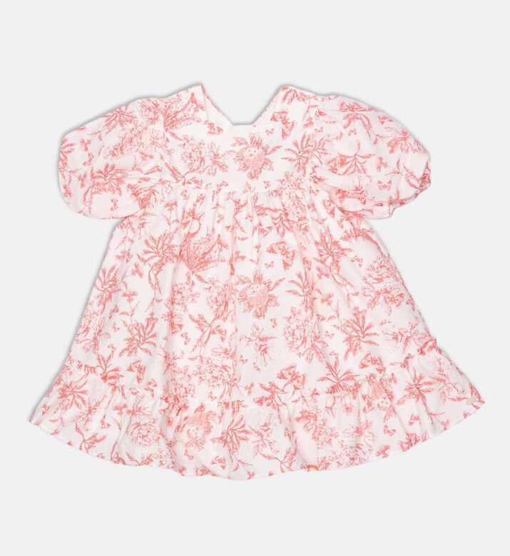 فستان مكشكش متدرج بياقة في ومطبوع بنقشة أزهار