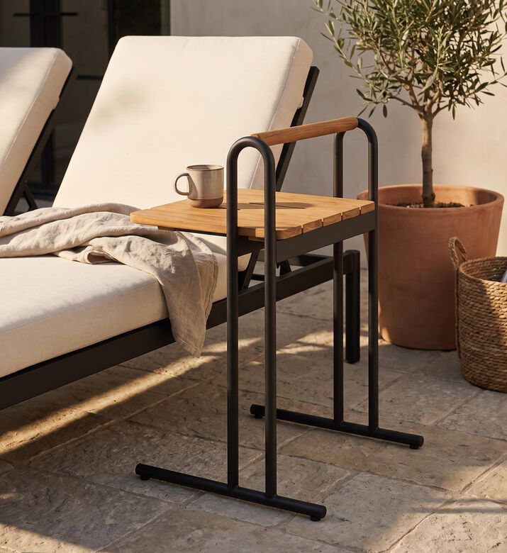 Lifestyle Garden Topaz Teak Wood Side Table, Grey, Packshot View