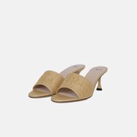 Woven Fabric Kitten Heel Sandal
