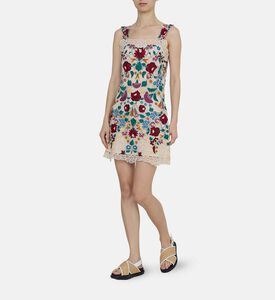 فستان كاثرين قصير مطرز بأزهار