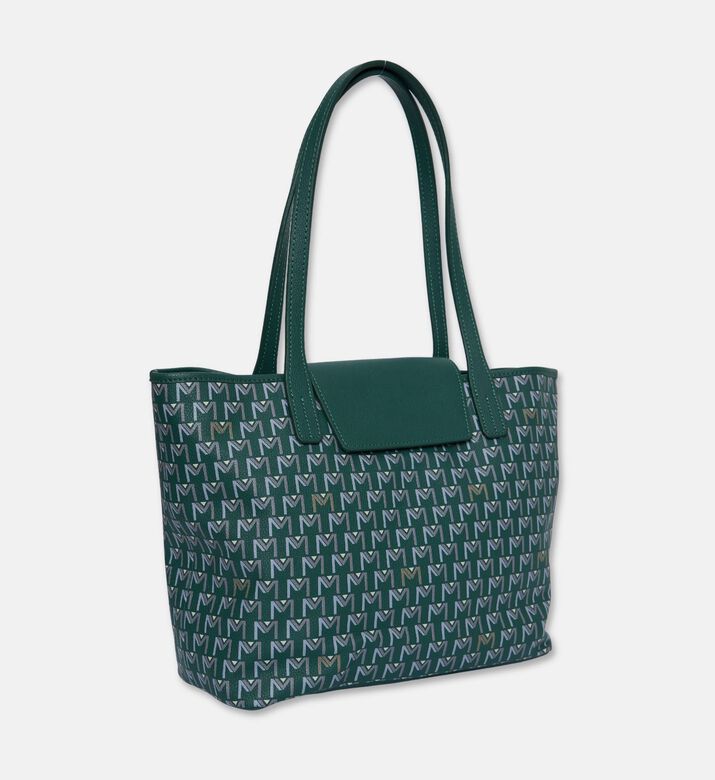 Maya.M All-over Monogram Medium Flap Tote Bag, Khaki, Packshot View