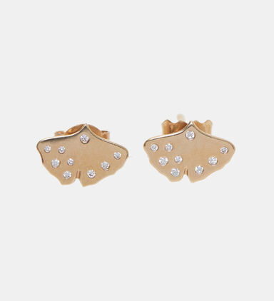 Gingko Diamond Stud Earrings - 18k