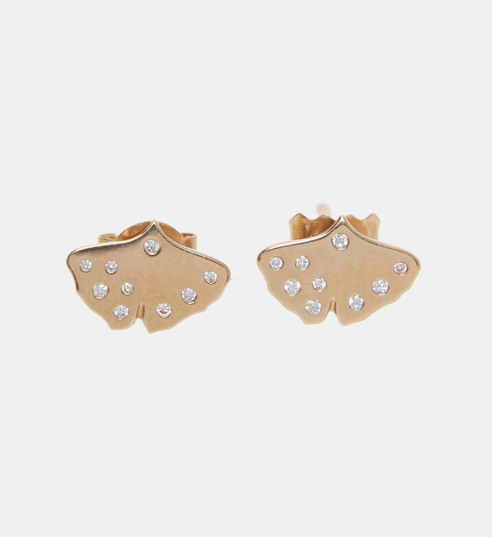 Gingko Diamond Stud Earrings - 18k