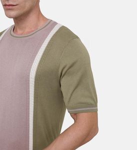 تيشيرت بياقة دائرية محبوكة ومقلّمة