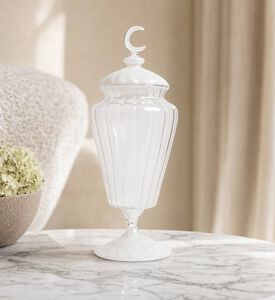 Byleasfeir Moon Glass Lidded Sweets Bowl, Model View