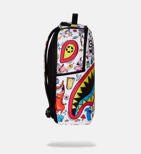 حقيبة ظهر فرو صناعي ورسومات غرافيتي