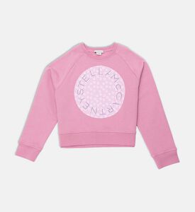 سويت شيرت بطبعة أزهار وشعار دائري