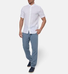 Galeries Lafayette Linen Short-sleeve Shirt, White, M, Model View