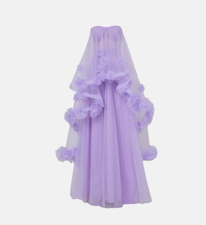 Ruffles Flared Strapless Gown