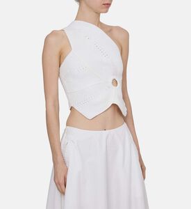 بلوزة محبوكة غير متماثلة بدون أكمام