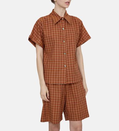 Rust-colored Shirt Shorts Set