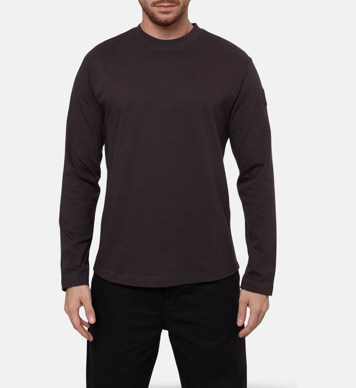 Karl Lagerfeld Logo Sleeve Patch Curved Hem T-shirt, Model View