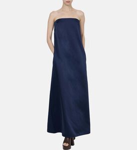 فستان ساتان طويل بدون أكمام