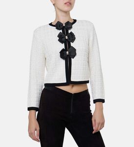 Alice and Olivia Akira Rib-knit Bow Cardigan, Model View