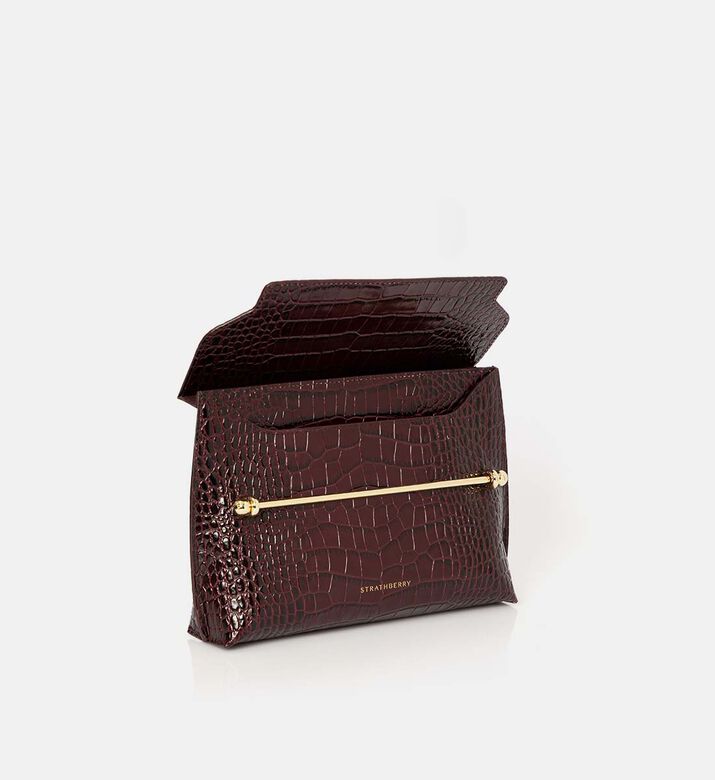 Strathberry Stylist Embossed Croc Crossbody Bag, Burgundy, Packshot View