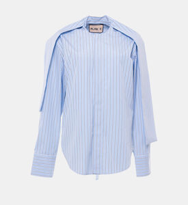 Draped-detail Oversized Striped Shirt