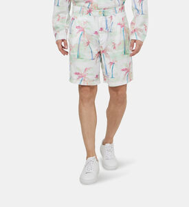 Twill Printed Pleated Bermuda Shorts Twill Printed Pleated Bermuda Shorts