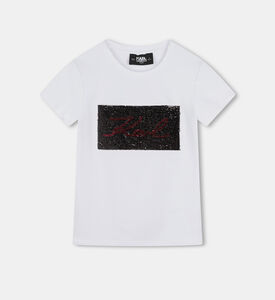 Karl Lagerfeld Logo Sequin T-shirt, White, 16y, Packshot View