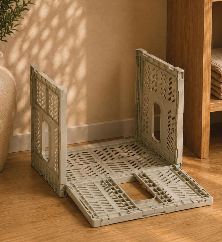 Home Deco and More Rectangular Foldable Basket, Grey, L, Packshot View