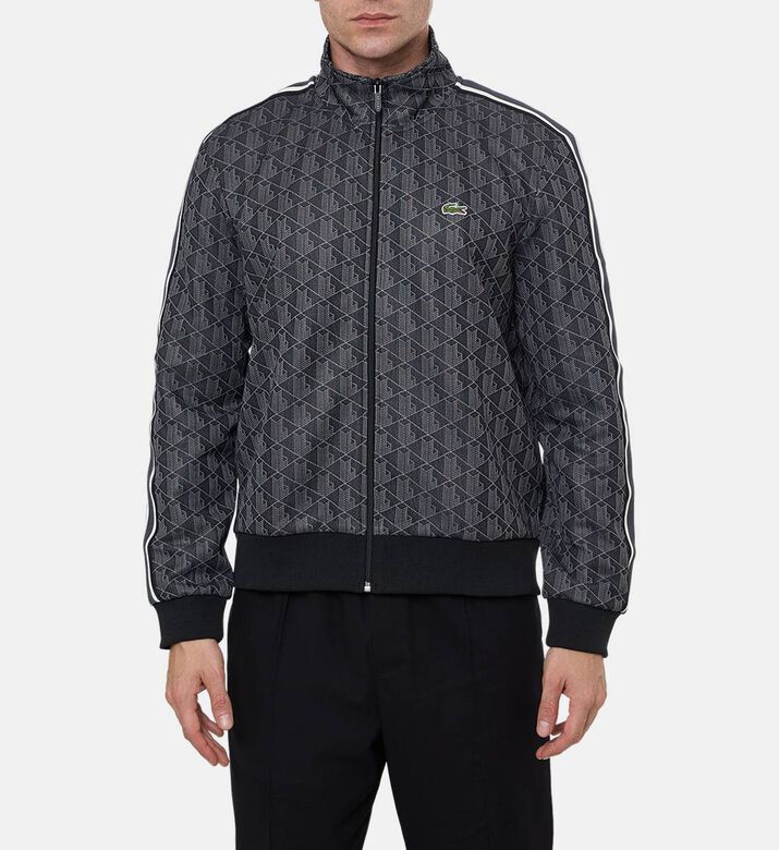 Lacoste Paris Zip-up Jacquard Track Jacket, Black, L, Model View
