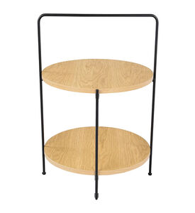 طاولة مربعة قشرة سنديان وإطار معدني أسود 45 سم