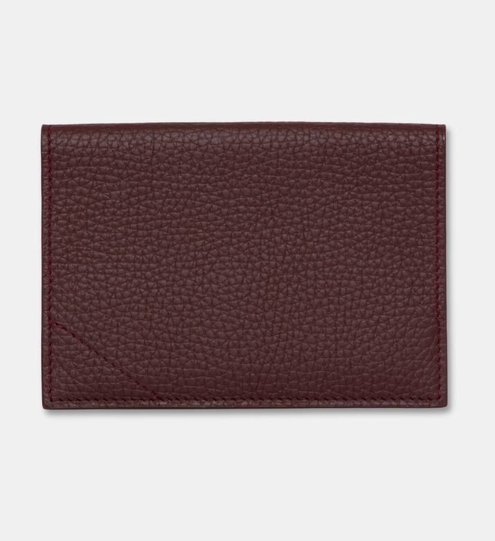 Camille Fournet Pebbled Leather Passport Holder, Burgundy, Packshot View