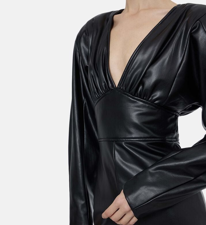 Ronny Kobo Faux-leather Knee-length Dress, Model View